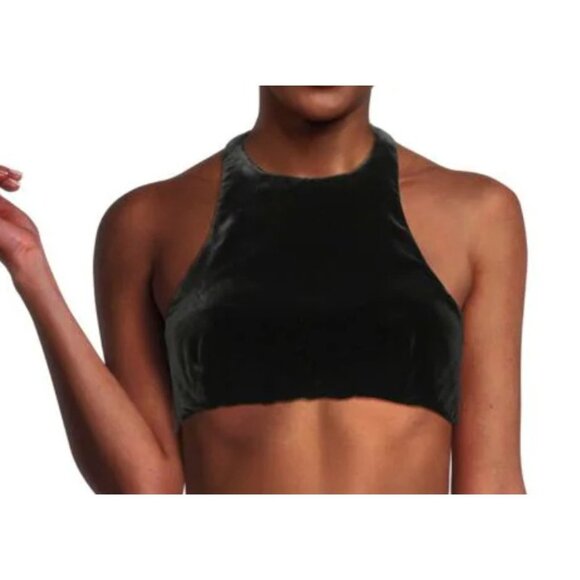Valentino Velvet Halter Crop Top Black Size 10 - Picture 1 of 7